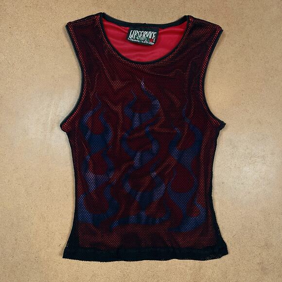 Y2K Lip Service Flame Tank Top Fire Vintage Hot Topic Mall Goth Gothic Rave - Picture 3 of 12